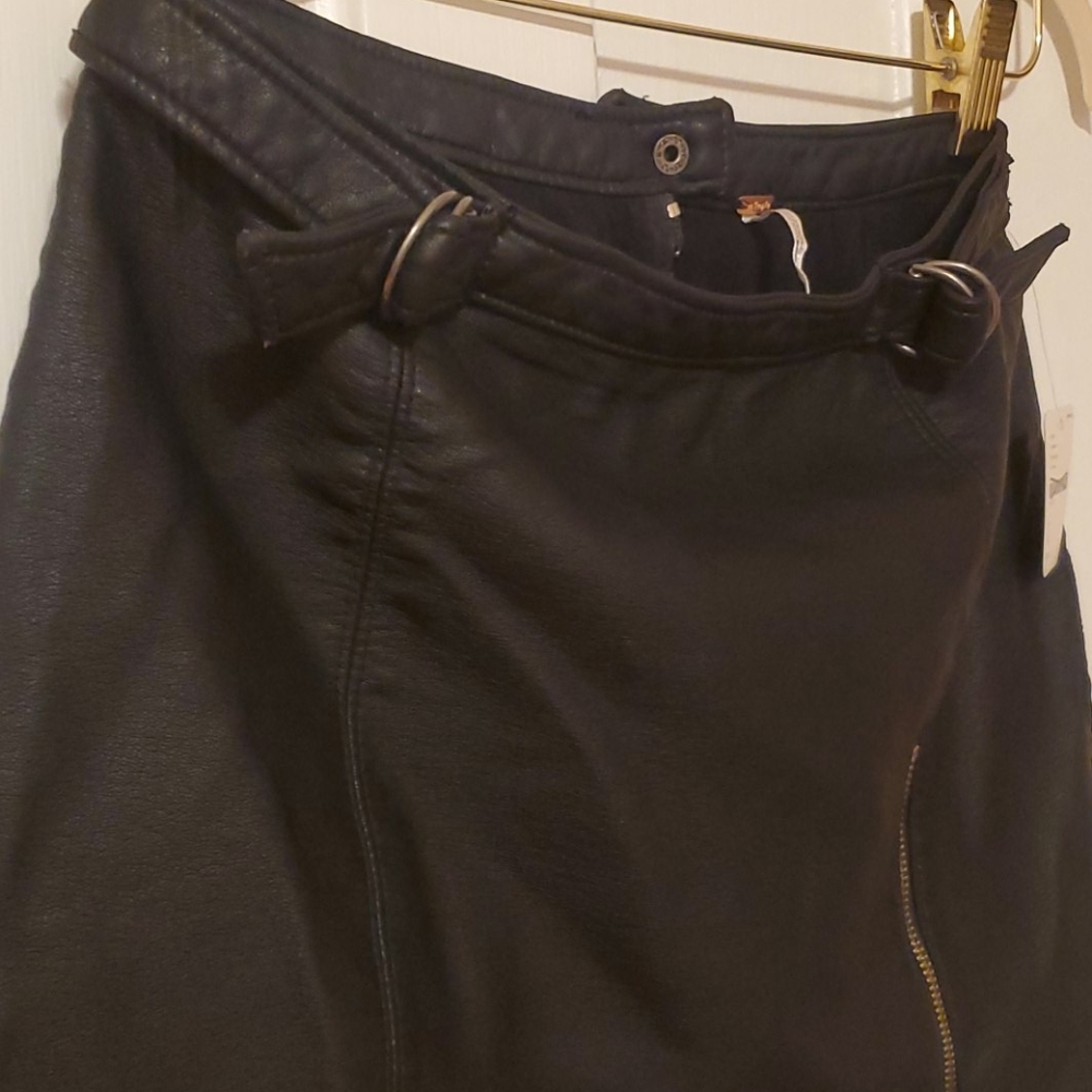 🎁 Free People black vegan leather moto mini skirt 4 - Picture 3 of 6
